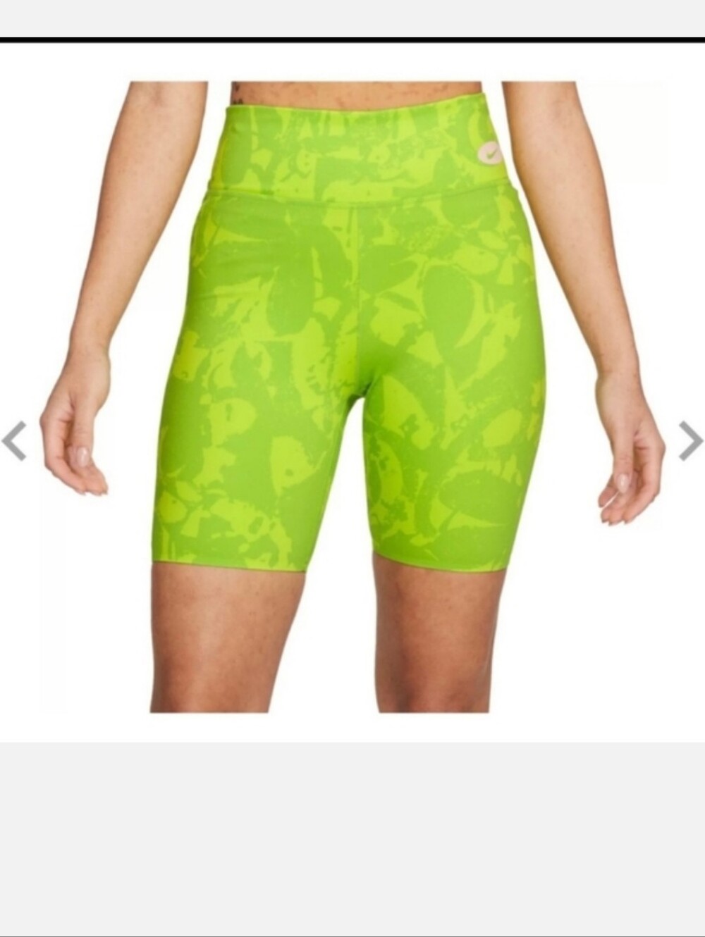 Nike Lime Green One Luxe Mid Rise Biker Shorts New 2X